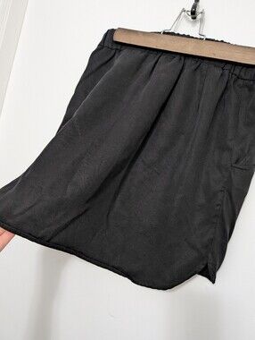 Monk And Lou Small Black Skirt High Waist Mini Flowy Pleated Silky Soft Pockets